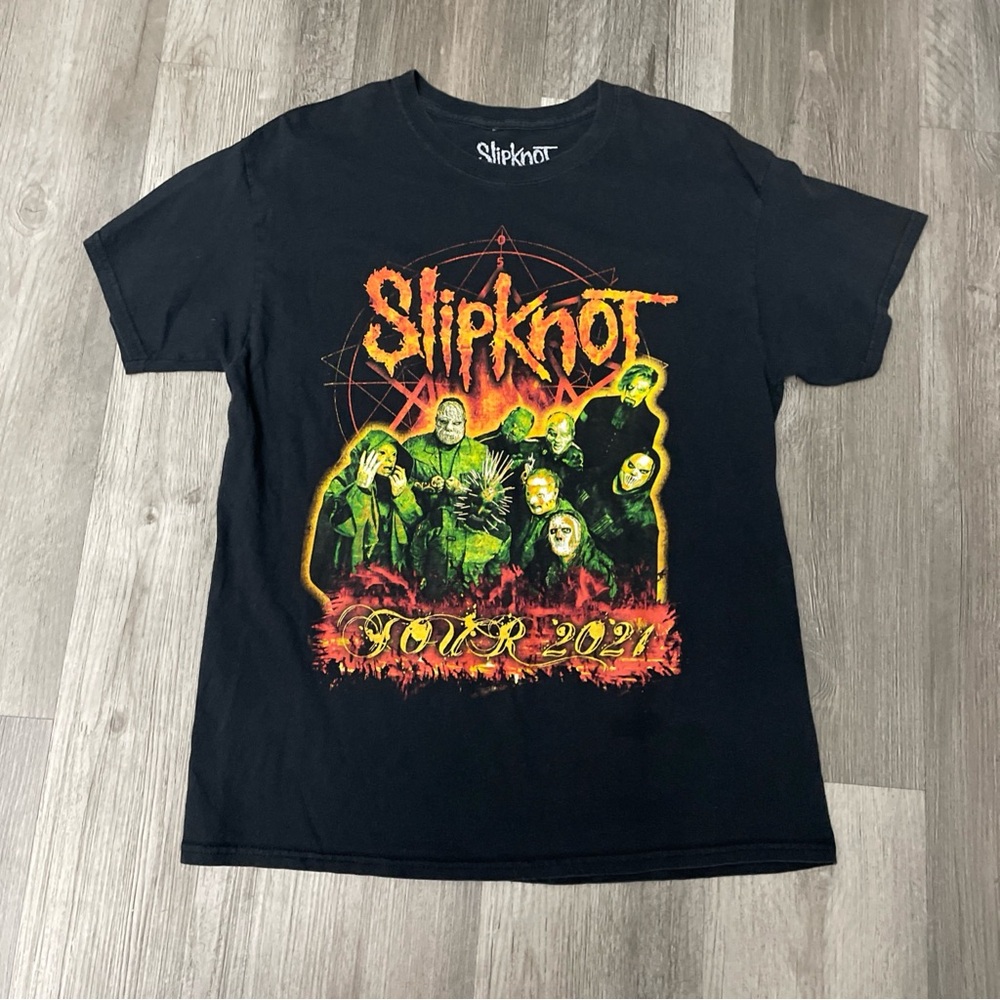 Men's Slipknot T-shirt Short Sleeve Red Black Size L Tour 2021